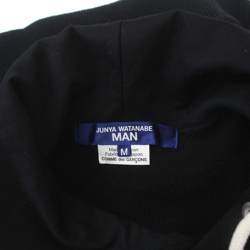 JUNYA WATANABE MAN COMME des GARCONS 22AW 綿レーヨン裏毛樹脂加工×メキシカンサラペ プルオーバーパーカー 長袖 M 黒 WJ-T012_画像3