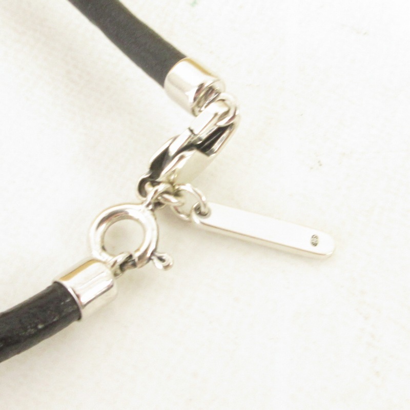  Emporio Armani EMPORIO ARMANI choker necklace 10 character . silver 925 leather black silver black silver 0306 IBO48 lady's 