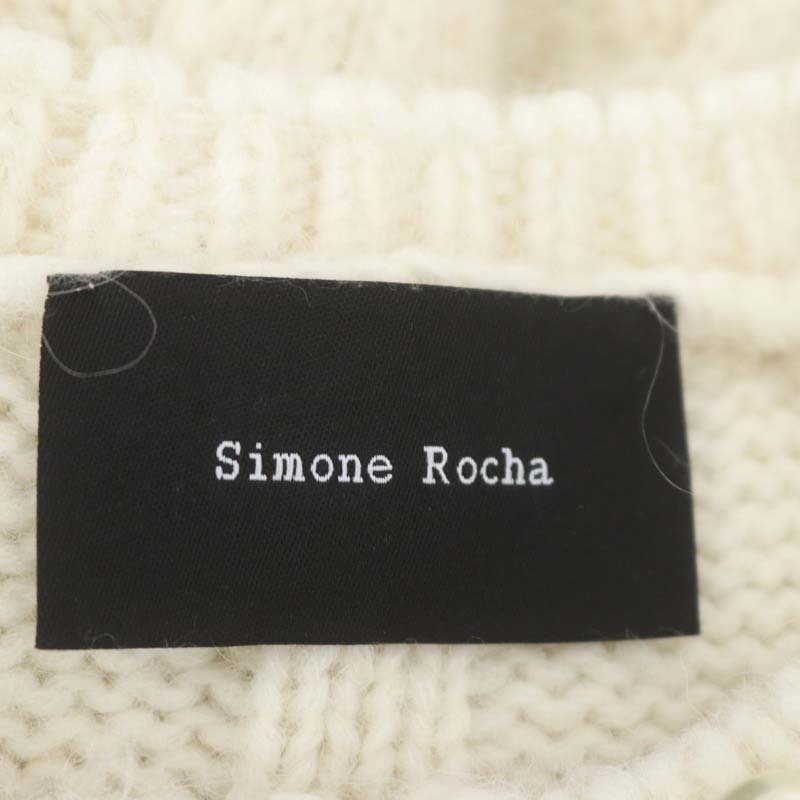 シモーネロシャ Simone Rocha パール パフスリーブカーディガン ニット クロップド丈 アルパカ混 五分袖 M オフホワイト /HS ■OS レディー_画像3