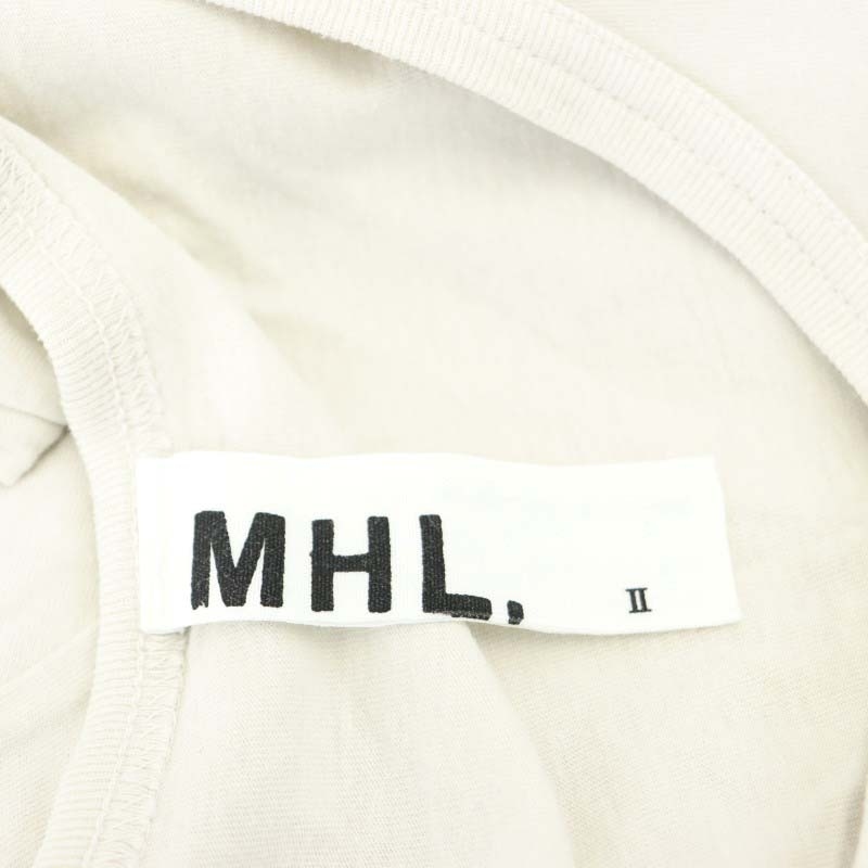 マーガレットハウエル MHL. ロゴ Vネック カットソー Tシャツ 半袖 2 M ベージュ /AT ■OS レディース_画像3