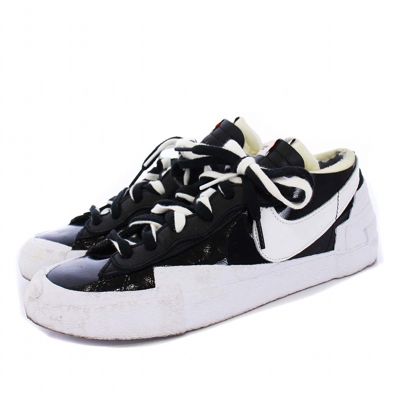 ナイキ NIKE sacai Blazer Low Black Patent Leather ブレーザー ロー ブラック パテント レザー スニーカー US10 28cm DM6443-001_画像2