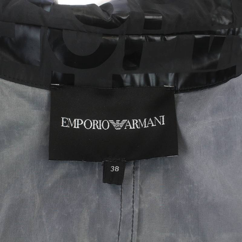  Emporio Armani EMPORIO ARMANI тренчкот плащ Logo общий рисунок длинный нейлон 38 M темно-серый чёрный 6K2L64 2NJEZ