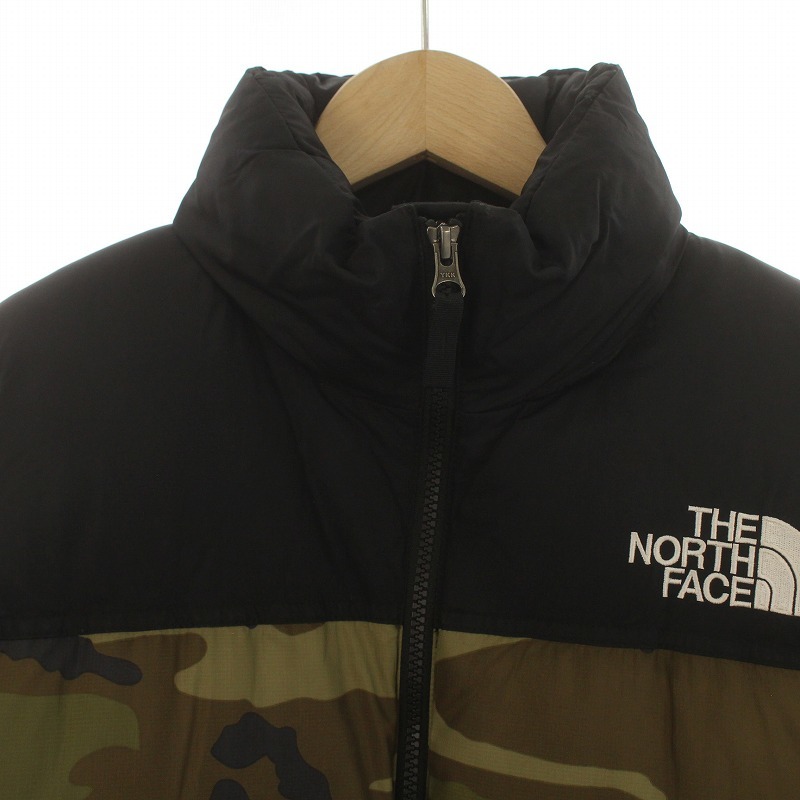 ザノースフェイス THE NORTH FACE ヌプシ ダウンジャケット ウッドランドカモ カモフラ 迷彩柄 ジップアップ S 緑 グリーン 黒 ブラック ND_画像5