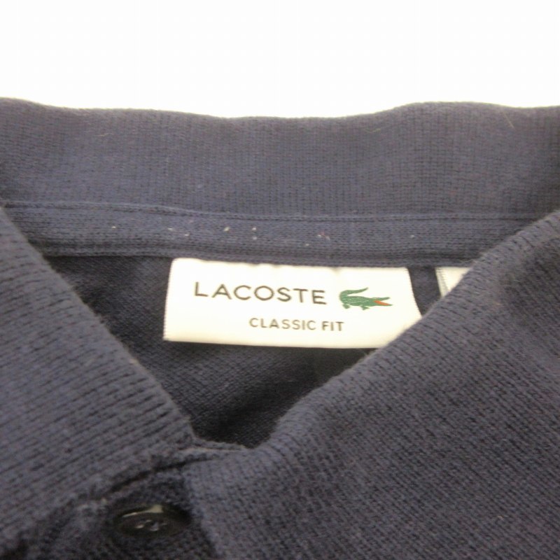 ラコステ LACOSTE 近年モデル ロゴ ポロシャツ 半袖 紺 ネイビー M メンズ_画像3
