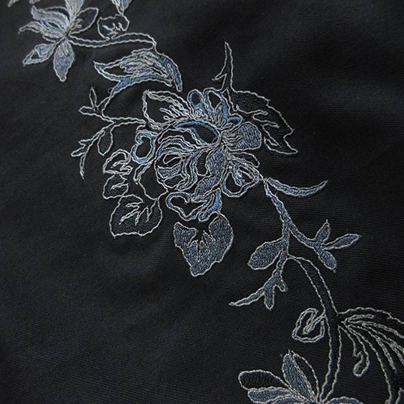 ハレ HARE フラワー刺繍 レギュラーカラー シャツ 五分袖 黒 ブラック S メンズ_画像5