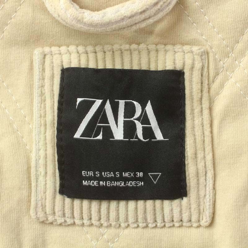ザラ ZARA ステンカラージャケット アウター コーデュロイ ジップアップ 刺繍 S アイボリー /XZ ■GY01 メンズ_画像4