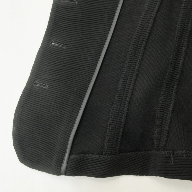 ダーマコレクション dama collection 美品 セットアップ スカートスーツ リブニット コットン ジャケット 7分袖 ひざ丈 黒 9AR 64-91_画像5