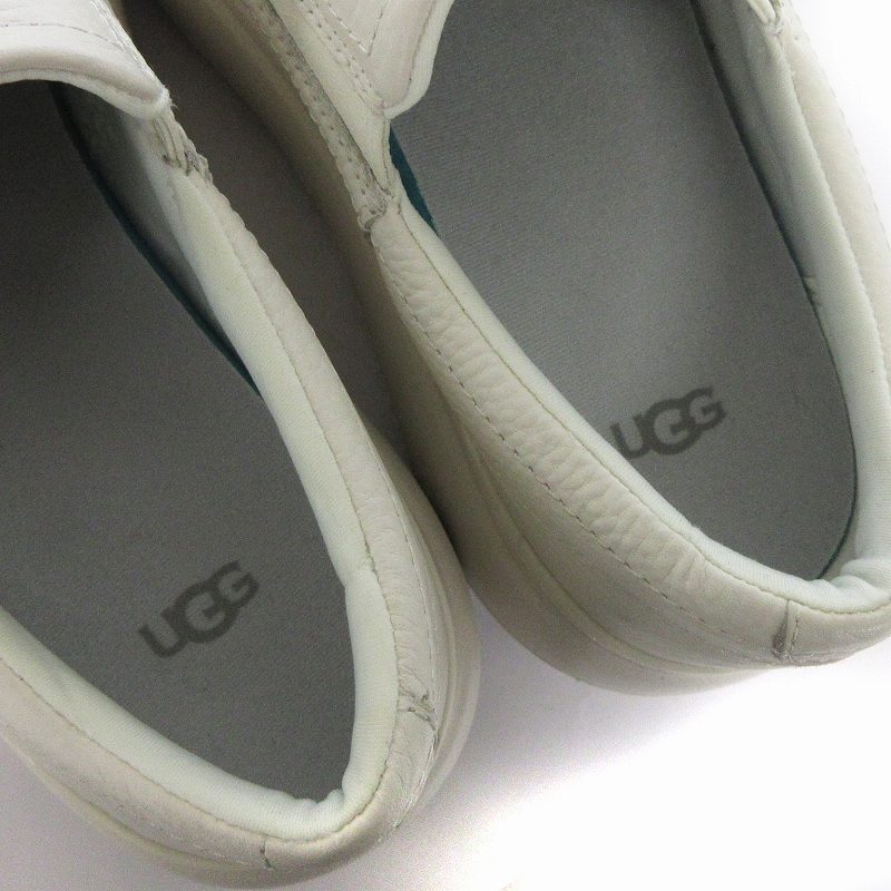 アグ UGG 美品 MARIN MEGA SLIP ON スリッポン スニーカー 厚底 レザー 1133952 白 ホワイト 23 靴 ■SM1 レディース_画像6