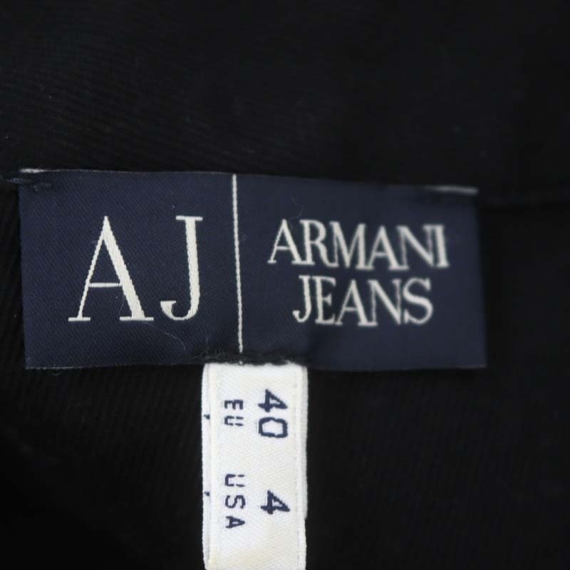 アルマーニ ジーンズ ARMANI JEANS デニムワンピース ひざ丈 長袖 ベルト付き コットン USA4 S 黒 ブラック /YQ ■OS_画像3