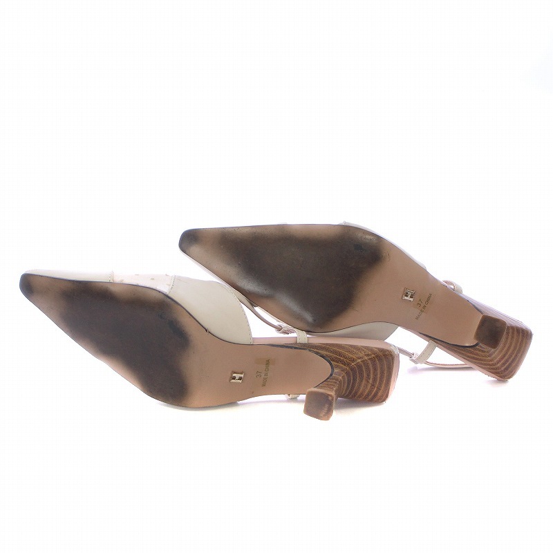 ハーリップトゥ 近年モデル Dot Tule Sandals サンダル パンプス スクエアトゥ 水玉 ドット チュール 37 24cm ピンクベージュ_画像4
