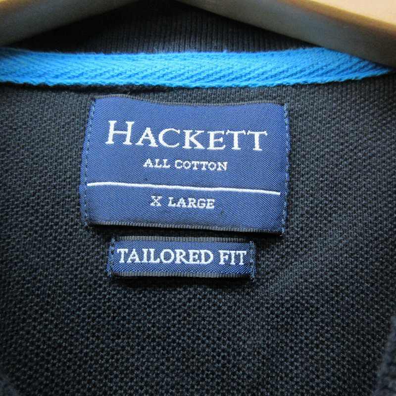 ハケット HACKETT TAILORED FIT ポロシャツ 鹿の子 カットソー ロゴ 刺繍 半袖 黒 ブラック XL 0307 メンズ_画像5