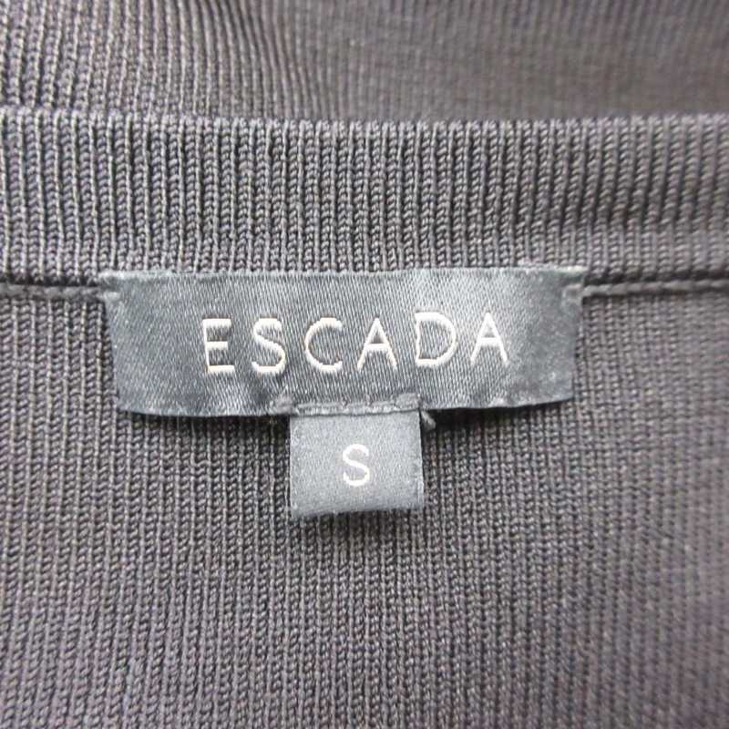  Escada ESCADA прекрасный товар близко год biju- вязаный cut and sewn свитер роза рисунок S черный чёрный #GY09 женский 