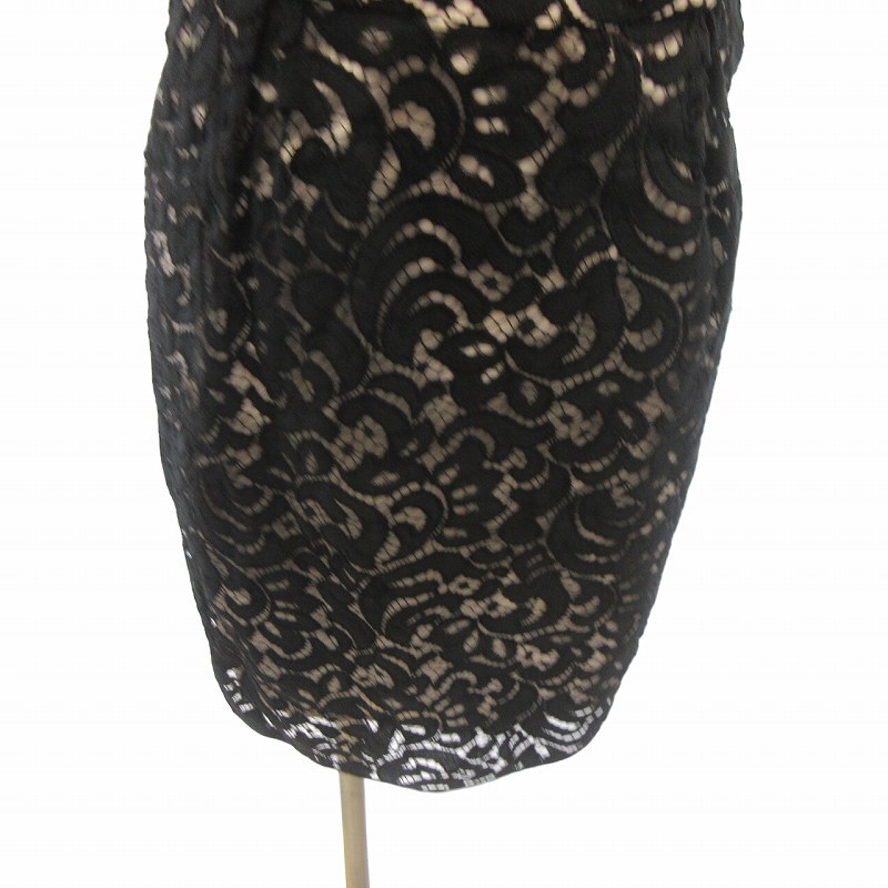 ミリー milly ナイロン レースワンピース ドレス スカート カットワーク 刺繍 USA製 ブラック 黒 0 約XSサイズ ■GY09 レディース_画像6