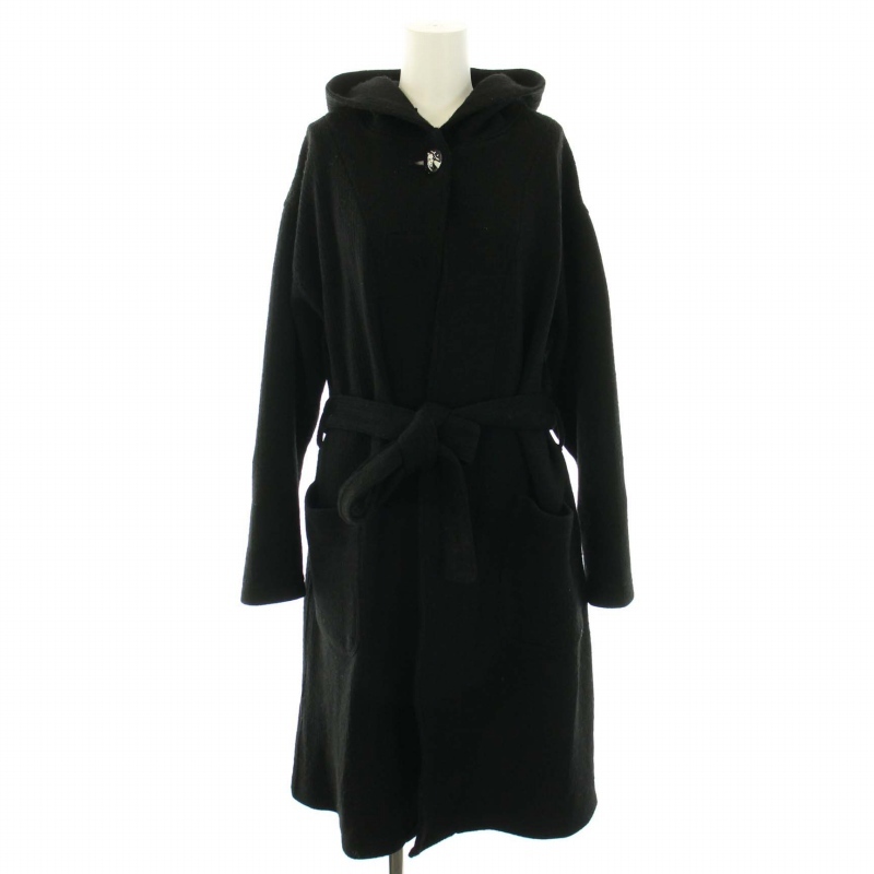  Hysteric Glamour HYSTERIC GLAMOUR knitted gown coat outer long hood ribbon belt wool FREE black black lady's 