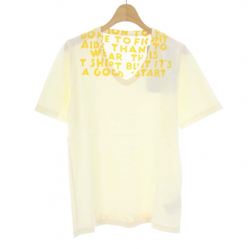 メゾンマルジェラ Maison Margiela 17SS エイズTシャツ カットソー 半袖 Vネック ロゴ S ライトベージュ S30GJ0004 /KH ■GY33 メンズ