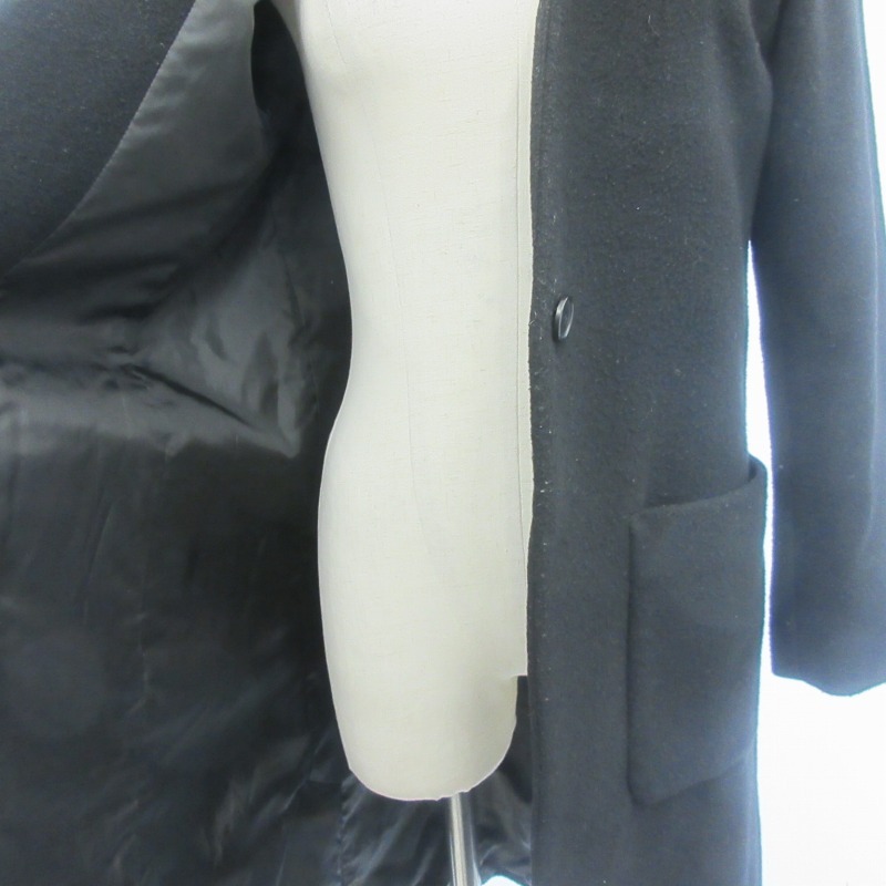 フリークスストア FREAKS STORE 近年モデル ウール混 ノーカラー コート ジャケット 黒 ブラック S ■122 レディース_画像8