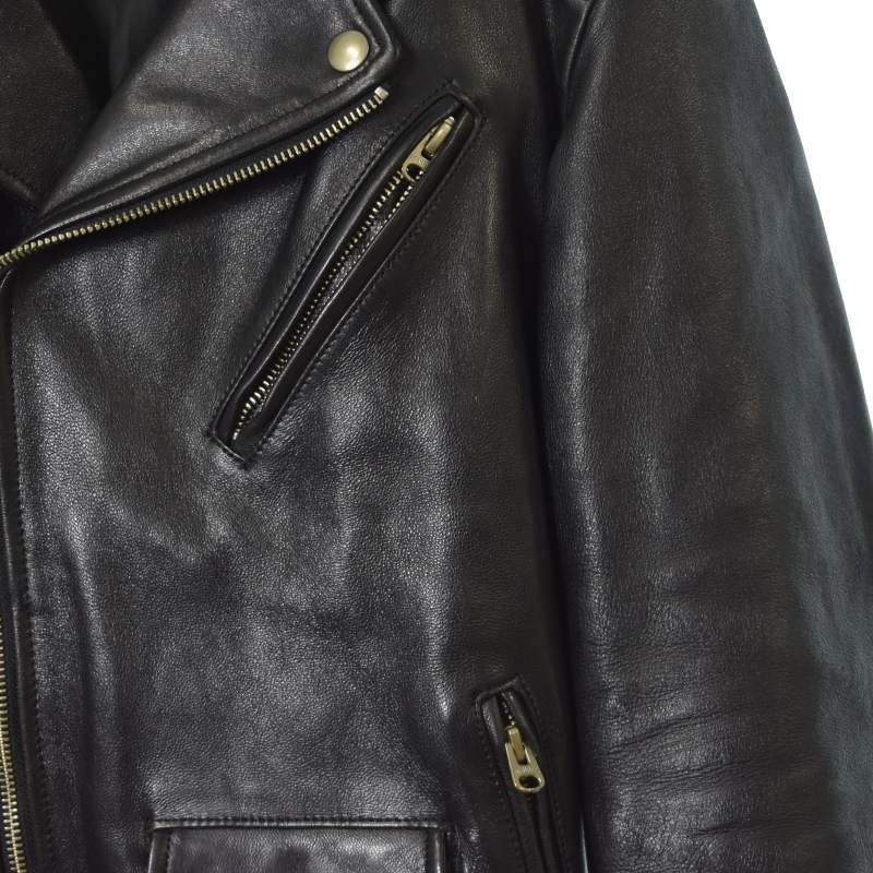 beautiful people 17年製 VINTAGE LEATHER RIDERS JACKET ヴィンテージ シープレザー ダブル ライダースジャケット 180 黒 1735402811の画像5