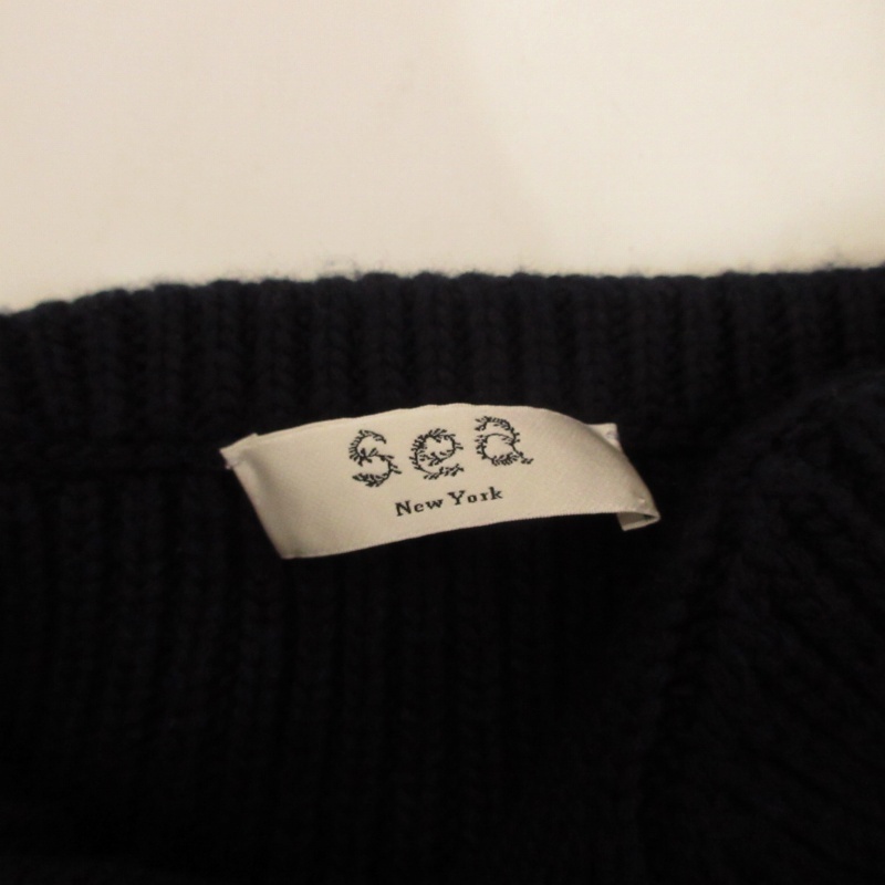 si- New York sea NEW YORK tube top knitted bare top sweater navy blue navy XS size 0310 lady's 