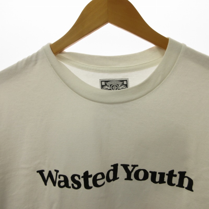 ウェイステッドユース Wasted youth 美品 近年モデル プリントTシャツ カットソー 半袖 白 ホワイト XLサイズ 0307 メンズ_画像3