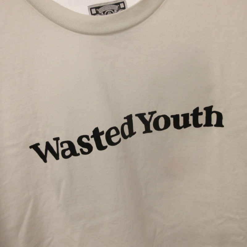 ウェイステッドユース Wasted youth 美品 近年モデル プリントTシャツ カットソー 半袖 白 ホワイト XLサイズ 0307 メンズ_画像4