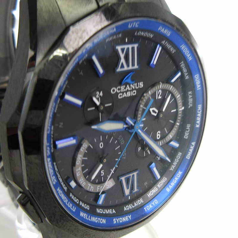 カシオ オシアナス マンタ 腕時計 クロノグラフ アナログ タフソーラー 電波 OCW-S2400B-1AJF 文字盤 ブラック 黒 ウォッチ ■SM1 メンズ_画像2