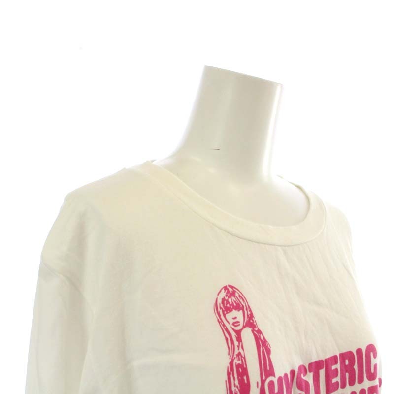 HYSTERIC GLAMOUR DIZZY & MILKY Tシャツ カットソー ショート 長袖 クルーネック ガール ロゴ F 白 ピンク 01221CL02_画像6