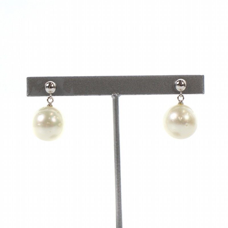 Нет бренда Pearl Pierl Pearl Pearl W Lock Catch White Gold Пара 12 мм. Bead K18WG White White /aq ■ GY04 Ladies