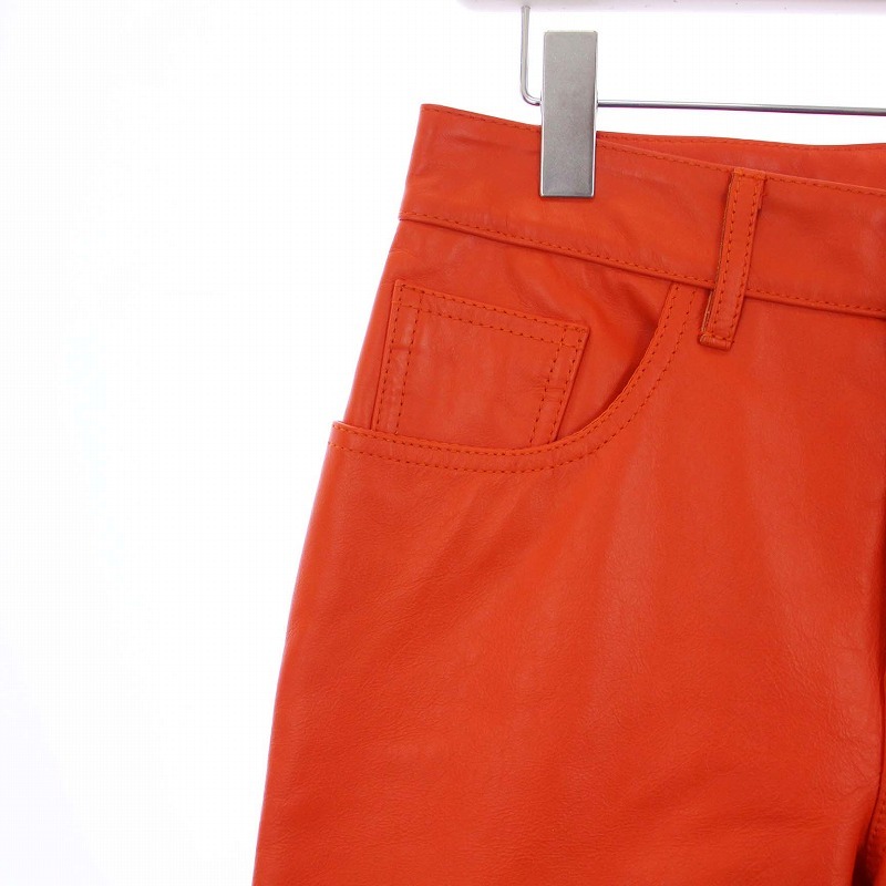 メゾンマルジェラ MM6 Maison Margiela 5 Pocket Leather Trousers レザーパンツ ストレート 牛革 38 S オレンジ S52LA0168_画像4