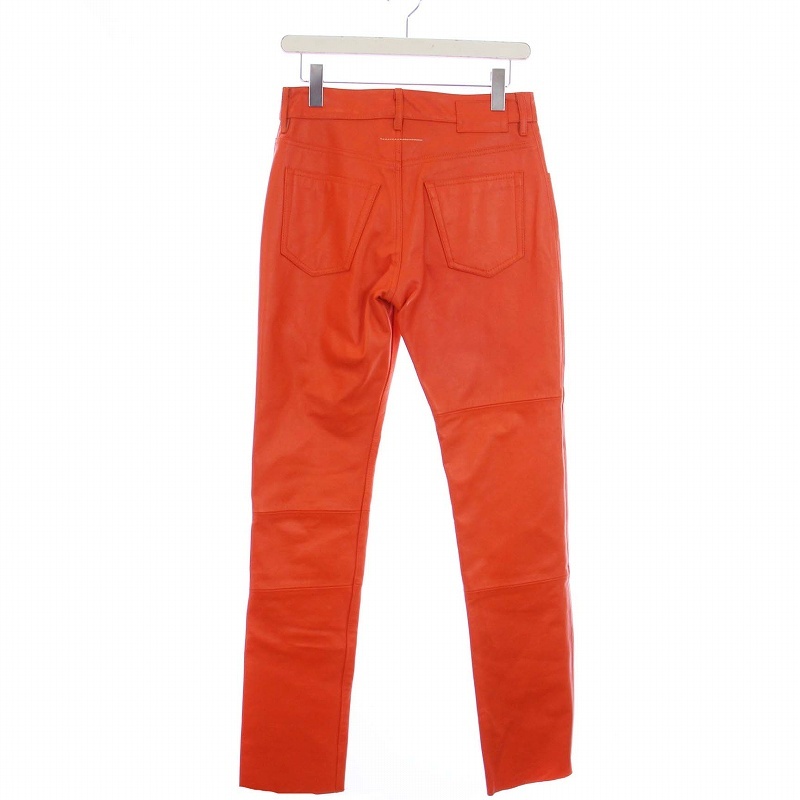 メゾンマルジェラ MM6 Maison Margiela 5 Pocket Leather Trousers レザーパンツ ストレート 牛革 38 S オレンジ S52LA0168_画像2