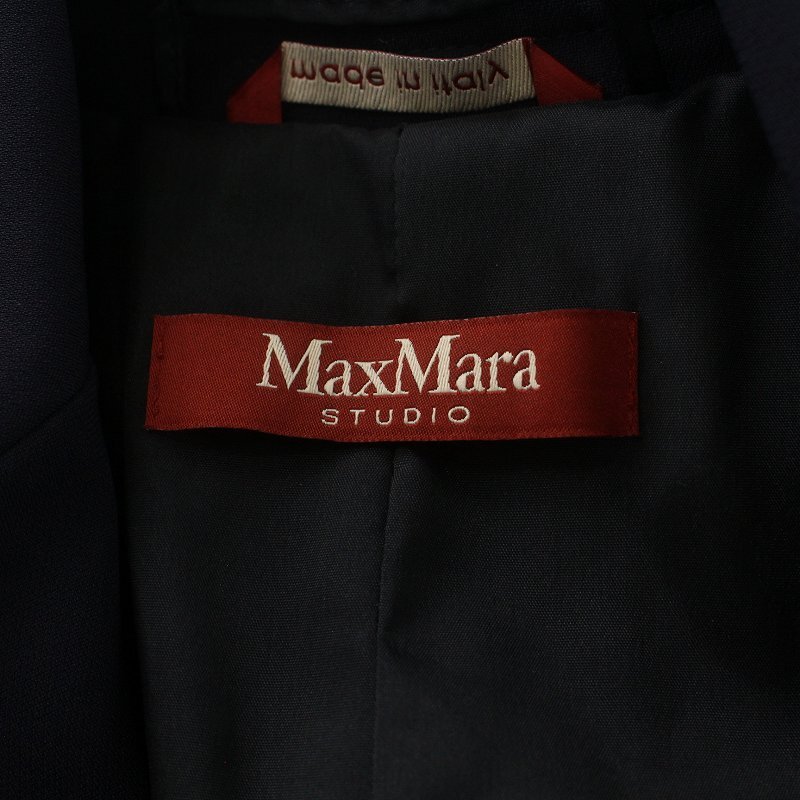  Max Mara stereo . Dio suit setup top and bottom tailored jacket single slacks pants long 38 S 42 L navy blue 