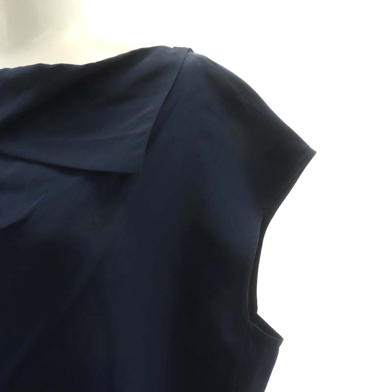 シクラス CYCLAS シルクプルオーバーブラウス 半袖 34 紺 ネイビー /NR ■OS レディース_画像5