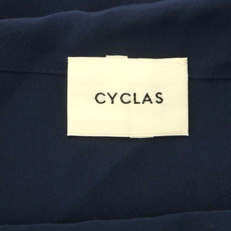 シクラス CYCLAS シルクプルオーバーブラウス 半袖 34 紺 ネイビー /NR ■OS レディース_画像3