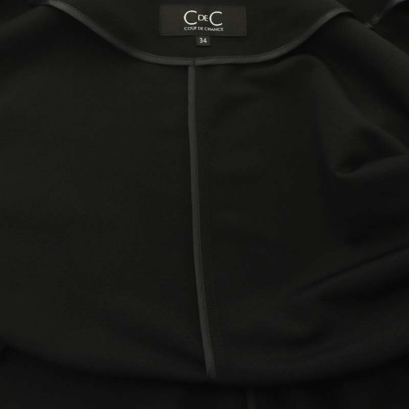 クードシャンス CdeC COUP DE CHANCE ノーカラージャケット アウター 薄手 ジップアップ 34 黒 ブラック /NR ■OS レディース_画像4