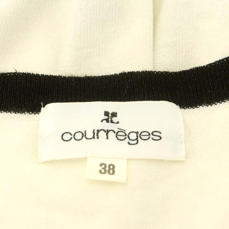  Courreges courregesbai color cardigan knitted long sleeve 38 white black white black /HK #OS lady's 