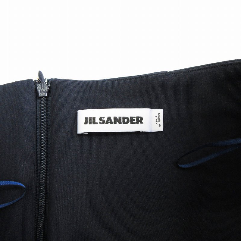 ジルサンダー JIL SANDER 台形スカート ひざ丈 ダンボールニット ネイビー 紺 36 M位 ■SM1 レディース_画像5