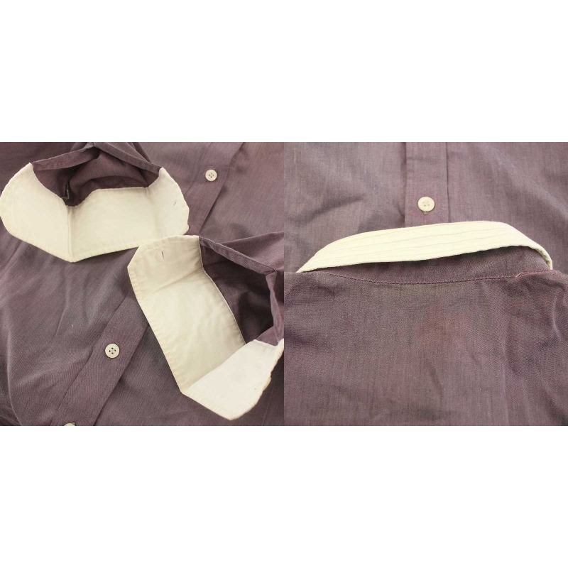 ナラカミーチェ NARA CAMICIE クレリックシャツ ブラウス 長袖 1 M 紫 パープル 白 ホワイト /KQ レディース_画像9