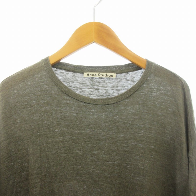  Acne s Today oz Acne Studioslinen T-shirt cut and sewn short sleeves gray XS #122 lady's 