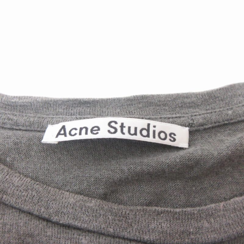  Acne s Today oz Acne Studioslinen T-shirt cut and sewn short sleeves gray XS #122 lady's 