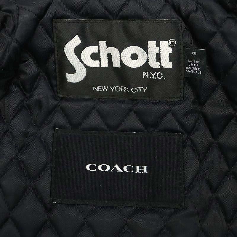  Coach COACH × Schott SCHOTT double rider's jacket leather sheep leather XS tea Brown /DF #OS lady's 