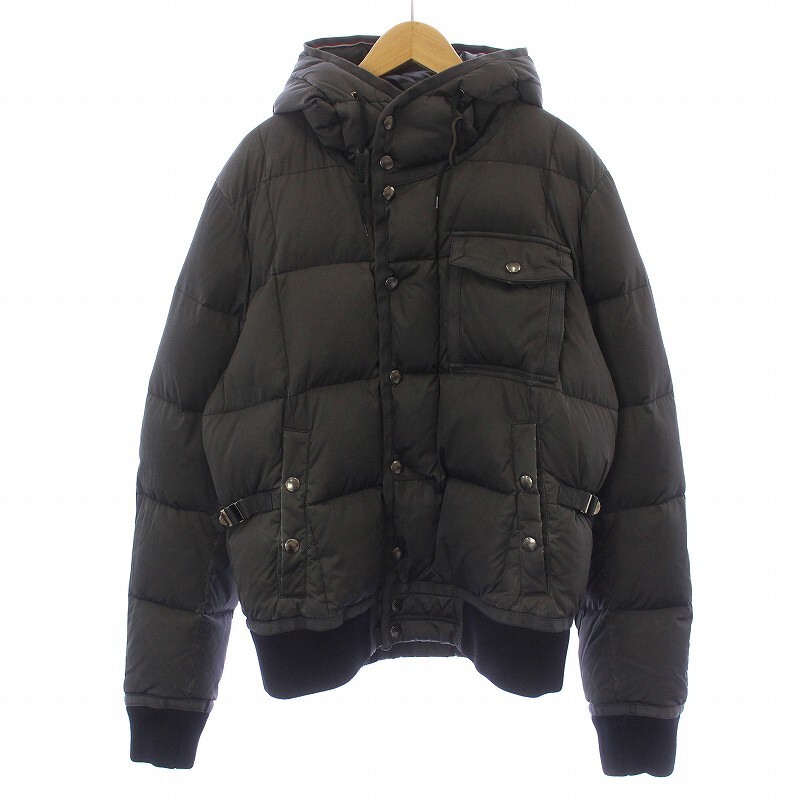 MONCLER 11AW LOIR ロワール ダウンジャケット フード ロゴワッペン ナイロン ジップアップ スナップボタン 2 M チャコールグレー_画像1