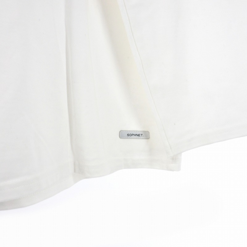 ソフネット SOPHNET. バギー モックネック カットソー Tシャツ オーバーサイズ ワンポイントロゴ 長袖 L ホワイト 白 SOPH-212056_画像5