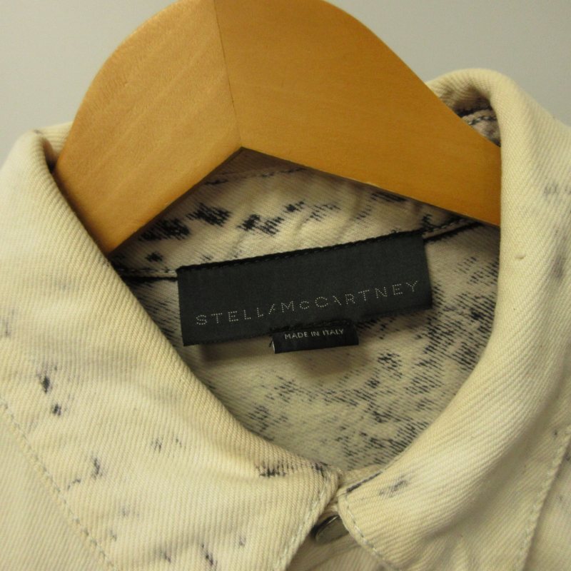 ステラマッカートニー STELLA McCARTNEY ケミカルウォッシュ シャツジャケット ブルゾン イタリア製 総柄 白 ホワイト 44 約XLサイズ STKの画像7