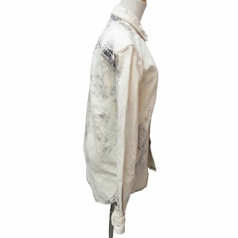 ステラマッカートニー STELLA McCARTNEY ケミカルウォッシュ シャツジャケット ブルゾン イタリア製 総柄 白 ホワイト 44 約XLサイズ STKの画像2