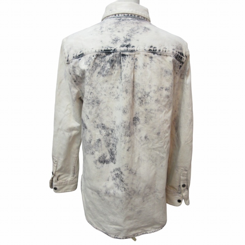ステラマッカートニー STELLA McCARTNEY ケミカルウォッシュ シャツジャケット ブルゾン イタリア製 総柄 白 ホワイト 44 約XLサイズ STKの画像3