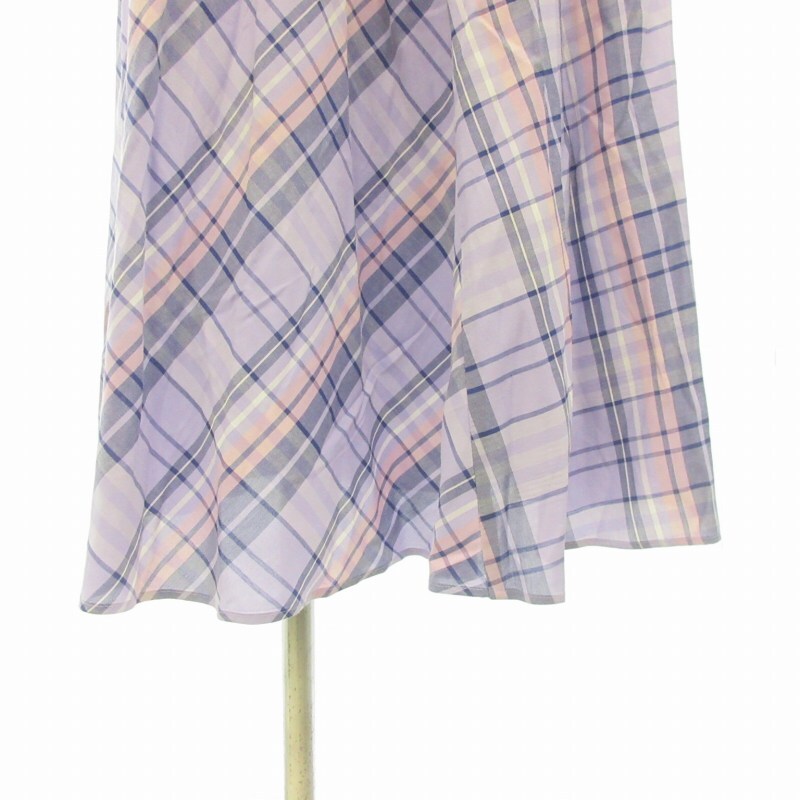 フレイアイディー FRAY I.D 美品 チェック フレアスカート ひざ丈 紫 パープル系 0 約XS ■122 レディース_画像6