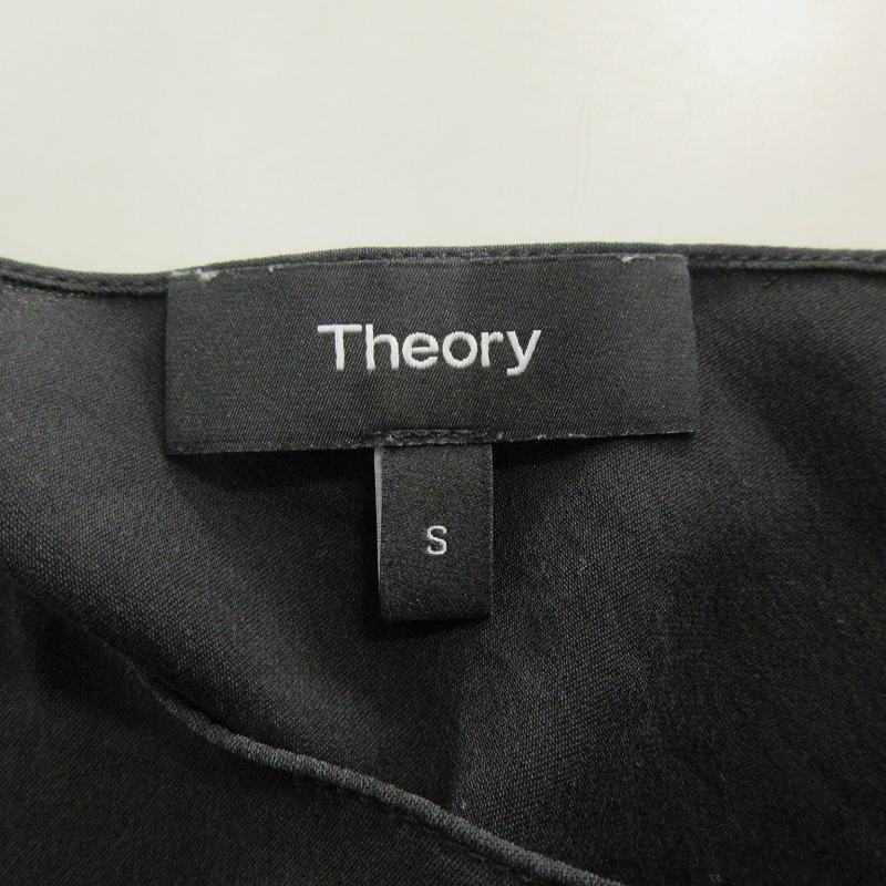 セオリー theory 近年 ブラウス カットソー シースルー 裾 切替 リブ シルク ストレッチ有 半袖 黒 ブラック S 0314 ■023 レディース_画像6