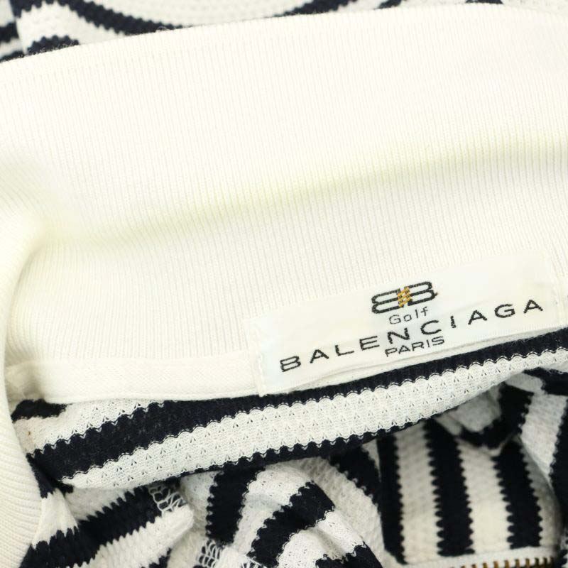 バレンシアガ BALENCIAGA GOLF ジップアップ ボーダー トップス カットソー L 白 黒 ホワイト ブラック /MI ■OS メンズ_画像9