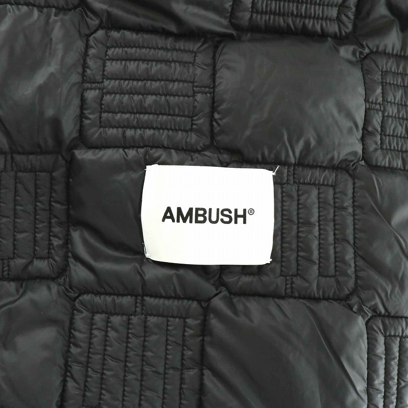 アンブッシュ AMBUSH キルティングジャケット 中綿ジャケット ブルゾン ステンカラー ジップアップ 切替 L 黒 ブラック カーキ_画像8