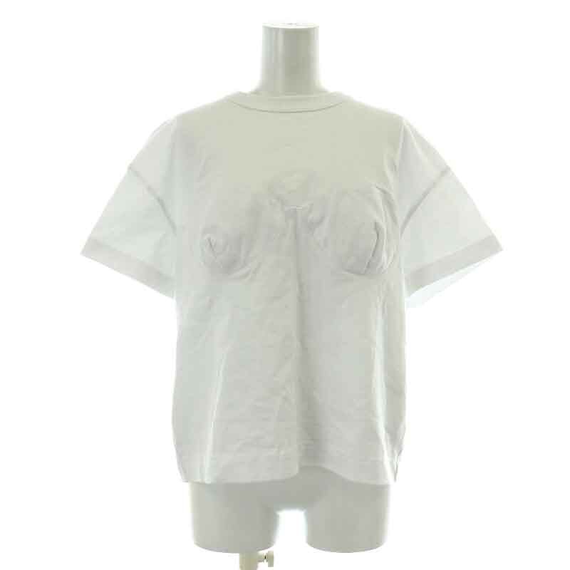 サカイ sacai ジャージーTシャツ Jersey T-shirt カットソー 半袖 クルーネック ベルト 1 S 白 ホワイト 23-06564 /NW35 レディース