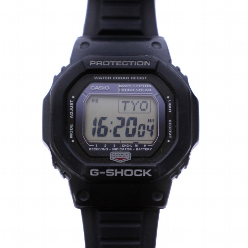 ji- shock G-SHOCK wristwatch square design quarts digital radio wave black black GW-5600J /BM men's 